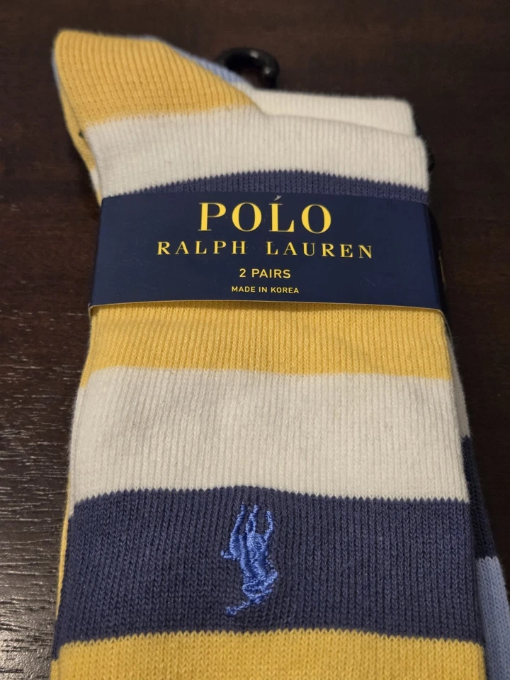 Polo Ralph Lauren мужчин в полоску платье желтый носки упаковка из 2 мульти обуви размер 6-12,5 - Изображение 2 из 4