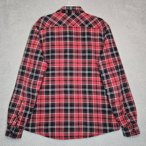 American Rag Flannel Shirt Jacket Shacket Mens' L - Red Black Plaid Sherpa Lined - Picture 3 of 8