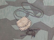 Vintage Small German Leather Rayon Coin Purse Necklace Handmade 1940s 1950s 60s