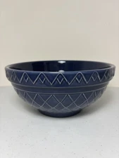 Over And Back Embossed Diamond Design 8” Cobalt Blue Mixing Bowl