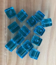 14 BLUE CLEAR 10mm SQUARE LAMP WORK GLASS Loose Beads Jewelry DIY Making