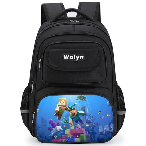 Creeper Steve Backpack Kids Pack Rucksack Laptop School Travel Double Strap Bags - Picture 10 of 39