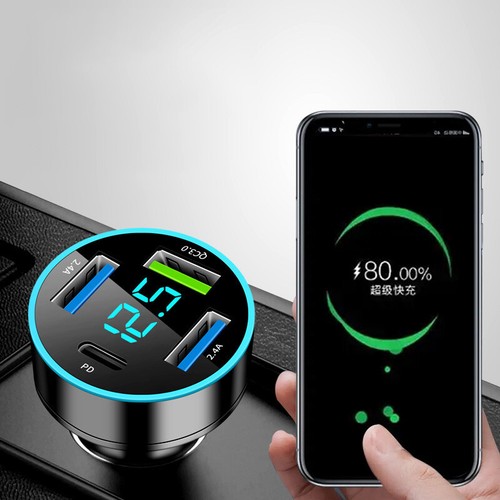 66W 4 Ports PD Quick Charge USB Car Charger Fast Charging 3.0 USB C For IPhone - Zdjęcie 9 z 21