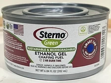 STERNO GREEN ETHANOL GEL CHAFING FUEL 2HR BURN CANNED HEAT-#20612 (QTY6)  6.84OZ