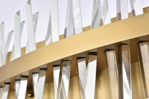 Satin Gold Bathroom Vanity Crystal Wall Sconce 8 Light Lighting Fixture 30" - Picture 5 of 7