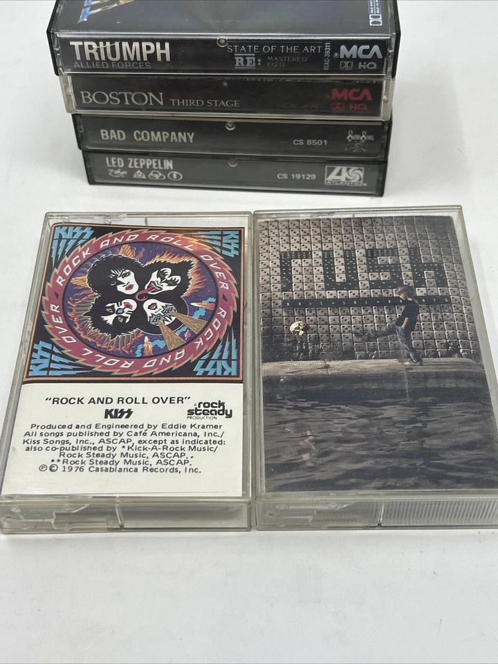 VTG Cassette Tape Lot Of 6 KISS RUSH  Boston Triumph Bad Company Led Zeppelin - Image 2 of 4