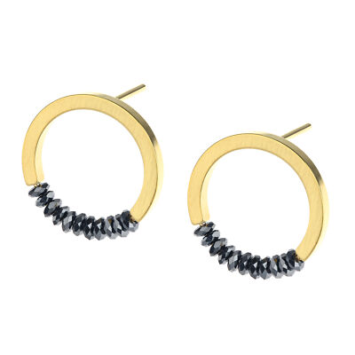 Ernstes Design Ohrringe Ohrstecker Edelstahl Goldfarben Hämatit E682