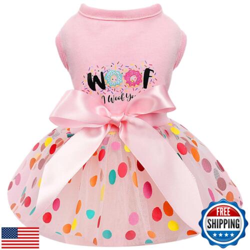 Dog Clothes for Small Dogs Girl, Spring Pet Dress Puppy Princess Tutu Cute Pu