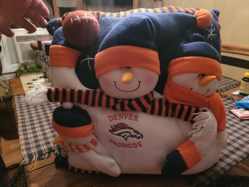 Denver Broncos 3pc Christmas lot Snowman Pillow,nutcracker,Danbury Mint snowman - Picture 6 of 12