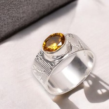 Spessartite Garnet Natural Gemstone 925 Sterling Silver Ring Solitaire Band Ring