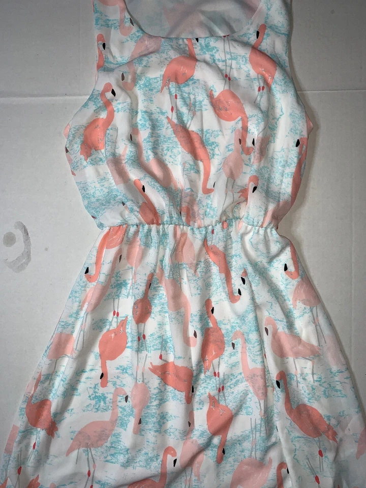 Preowned- Everly Sleeveless Pouf Flamingo Graphic Dress Womens (Size S) - Image 4 of 4