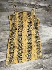 Wild Honey Womens Snakeskin Bodycon Mini Dress, Tan Size L