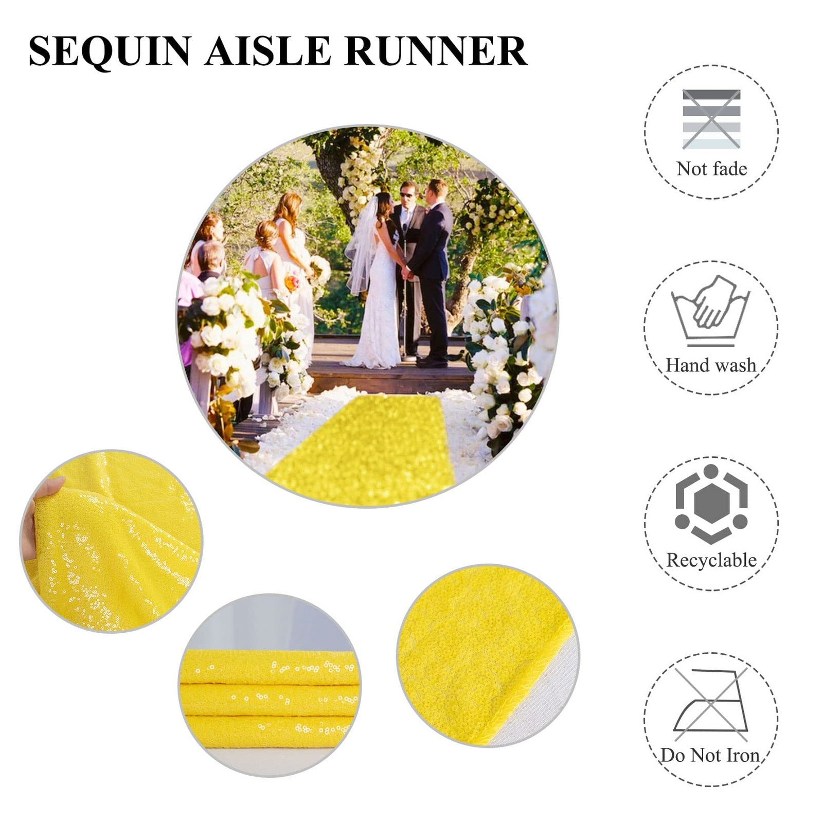 Aisle Runners for Weddings Yellow Sequin Aisle Runner 2FTx15FT Glitter