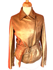 Marlboro Classics Gold Leather Biker Jacket Size M