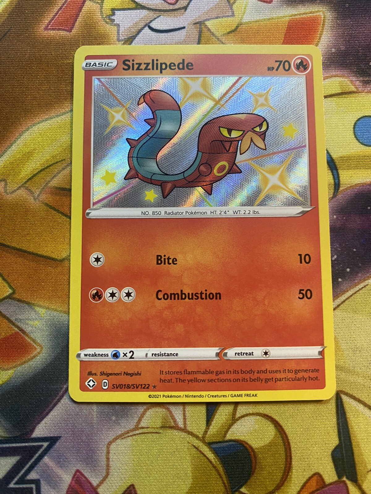 Sizzlipede SHINY SV018/SV122 Shining Fates NM - Holo Foil Rare Pokemon Card 🔥