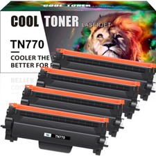 4PK TN770 TN-770 Black Toner Cartridge for Brother HL-L2370DWXL MFC-L2750DW XL