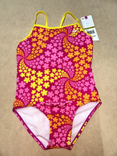 Girls size 14 Speedo 1-Piece Pink Yellow Orange FLOWERS Swim Suit NWT Swimsuit