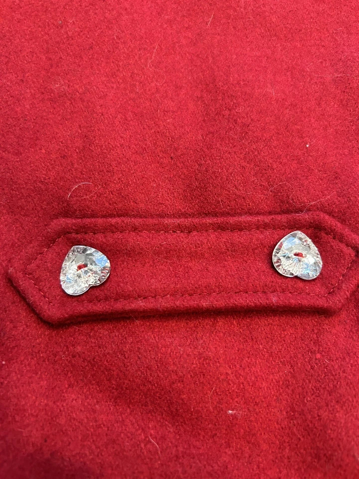 Simply Dog Wool Fur Blend Red Christmas Santa Coat Cheetah Print Medium Heart - Image 2 of 4