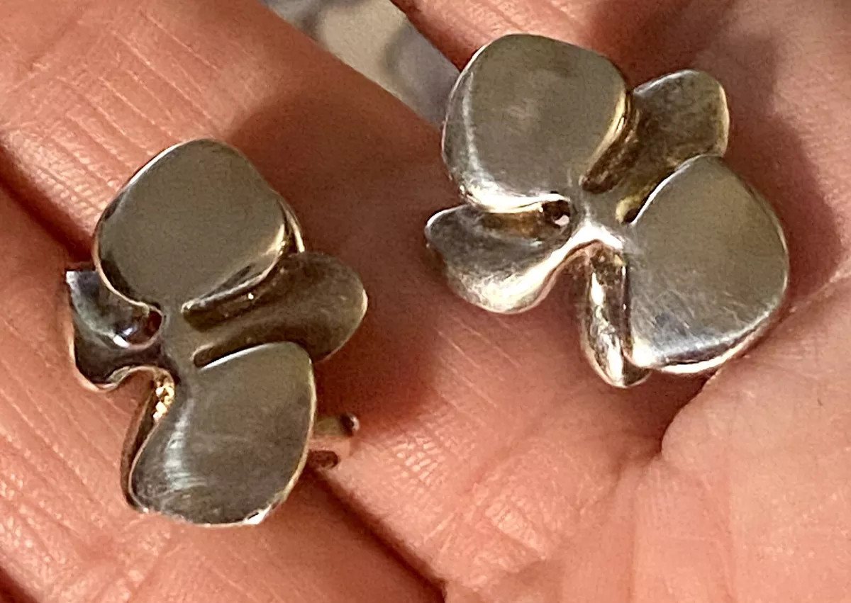 Angela Cummings Sterling Silver Orchid Omega Clip Earrings