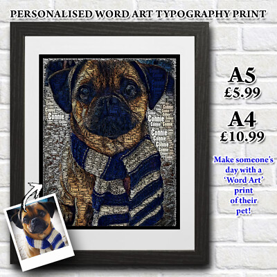 Personalisierter Haustier Hund Katze Pferd Wortkunst Typografie Druck Muttertag
