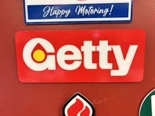 Handmade Getty Gas Acrylic & Vinyl Sign Beautiful Bright Colors, Thick & Durable