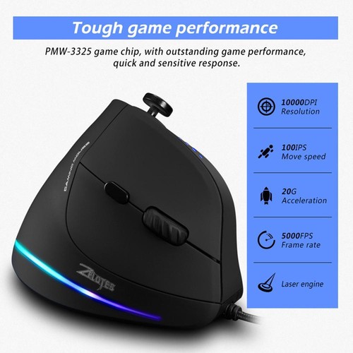 ZELOTES C-18 11 Buttons 10000DPI Adjustable Vertical Mouse RGB Optical Ergonomic - Picture 7 of 7
