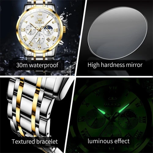 OLEVS Wasserdichte Leuchtende Quarzuhr Herren Business Luxus Armbanduhr Geschenk - Bild 2 von 16