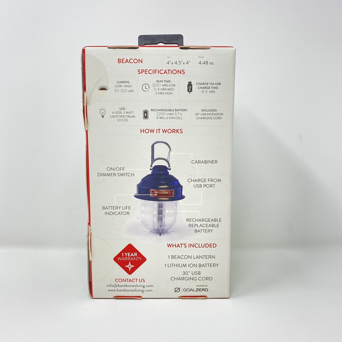 Barebones Living | Beacon Hanging Light | LED Light | Red