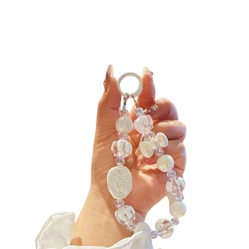 Phone Chain Elegant Pendant Acrylic Flower Beaded Lanyard For Women Girl Jewelry - Zdjęcie 4 z 13