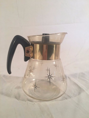 Retro Vintage Vidrio Corning Pyrex oro Atomic Starburst 4 Taza Cafetera  Jarra | eBay