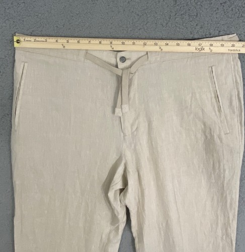 Pantalones de vestir Tasso Ella de lino para hombre talla 38 pantalón de pierna recta 100 % lino etiquetas nuevas - Imagen 3 de 15