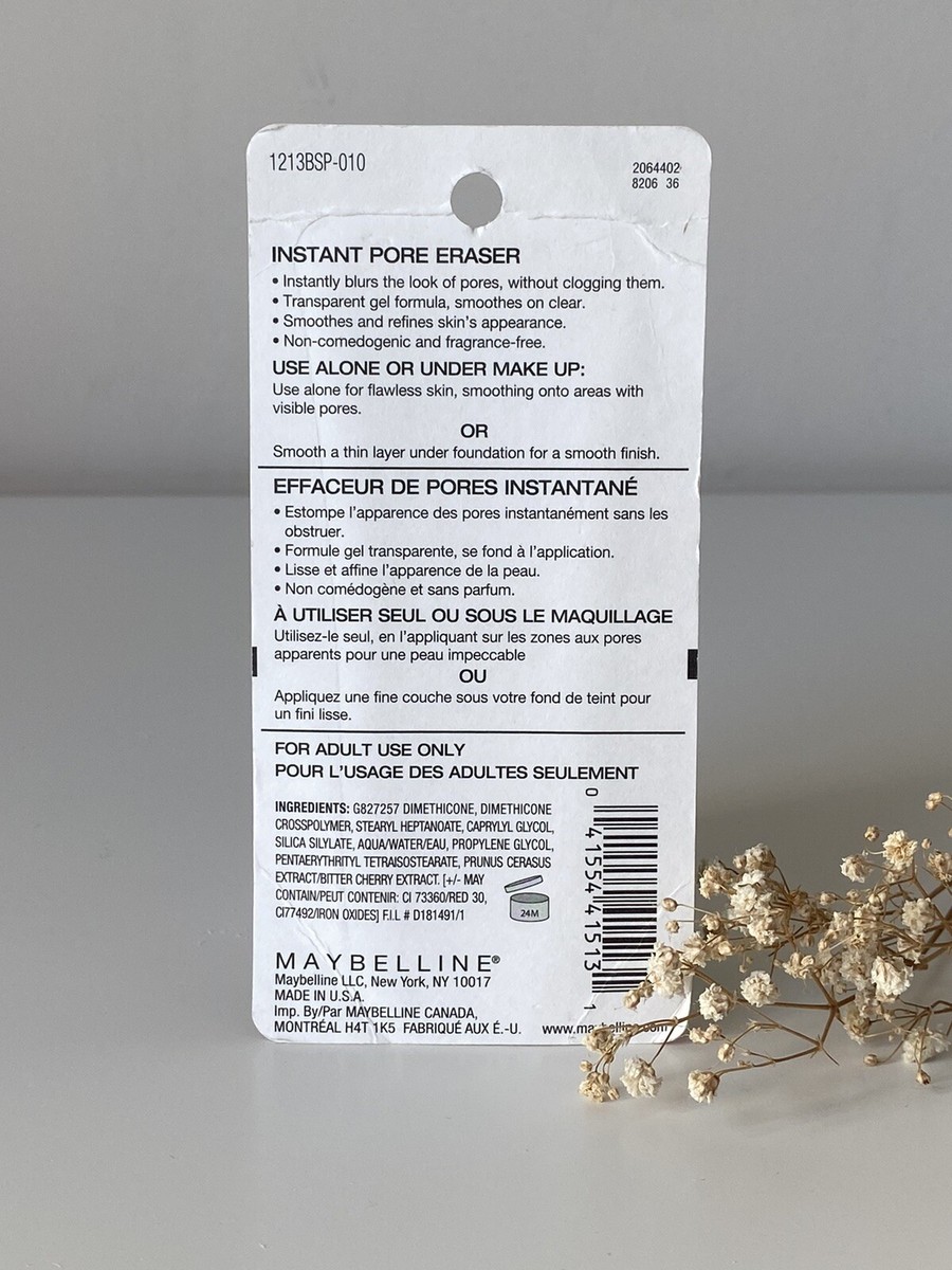 Maybelline Baby Skin Instant Pore Eraser Primer Clear 0.67Oz /20ml