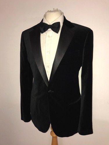 REISS - Mens Slim Fit BLACK VELVET TUXEDO JACKET - 38 Reg - STUNNING - Picture 4 of 10
