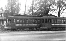Trolley Photo Two Streetcars Vintage Traction Location Unknown 5.5" x 3.5"