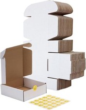 6X6X2 Small Shipping Boxes Set of 25, White Corrugated Cardboard Box for Packing