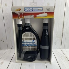 Nintendo Wii Nerf Sports Plus Sports Pack Black Tennis Golf Baseball Bundle