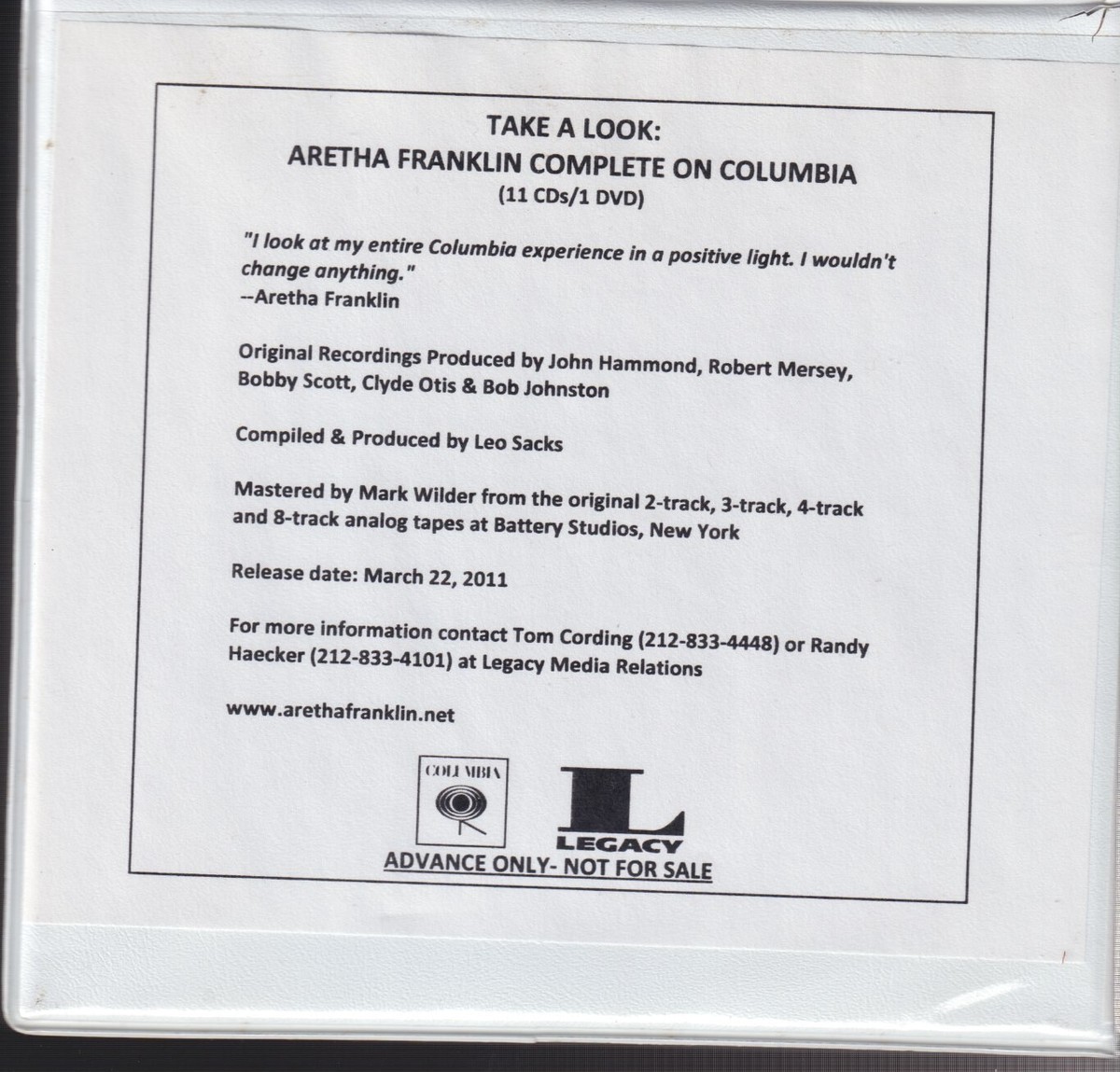 take a look: Aretha Franklin complete on Columbia 11 cd's