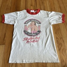 WWF Vintage 1988 Brutus The Barber Beefcake Ringer T-shirt Authentic Size Small