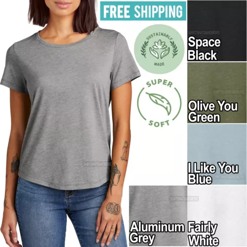 Womens Relaxed Fit Tri Blend T-Shirt Ladies Scoop Neck Super Soft Tee XS-2XL NEW