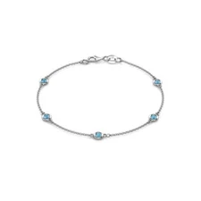 5 Stone Petite Blue Topaz 1/2 ctw Women Station Bracelet 14K Gold JP:26190
