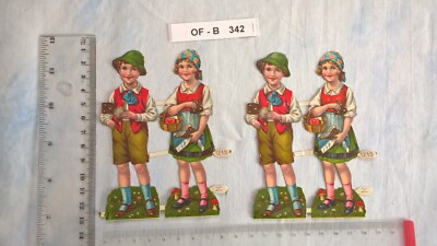 OF-B342 K: 2x  Hänsel u Gretel, 1215, Oblate Scraps Glanzbild Prägedruck 3D
