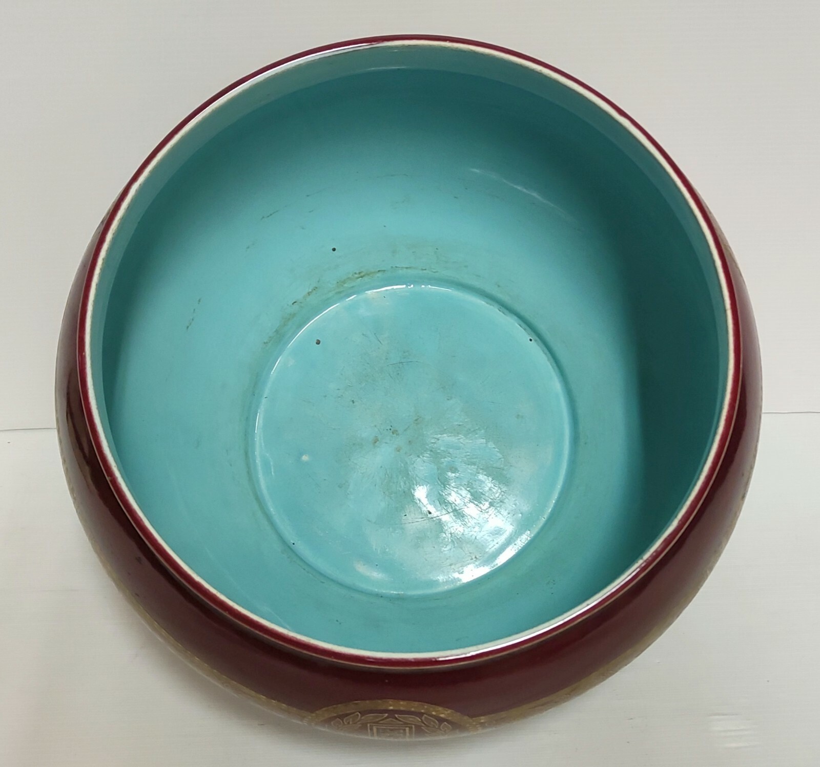 CACHE POT POTICHE BARDO GRES MAJOLIQUE SARREGUEMINES DORURE EMPIRE