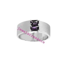 Natural Amethyst Gemstones with 925 Sterling Silver Mat Finish Band Ring 45