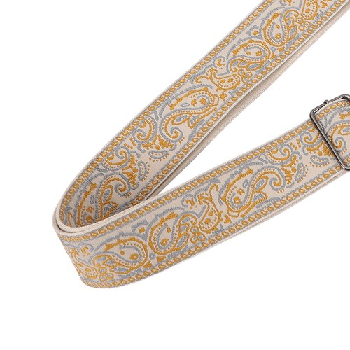 Guitar Strap Embroidered Length Wide Guitar Belt For Electric GuitBass Gold - Picture 6 of 23