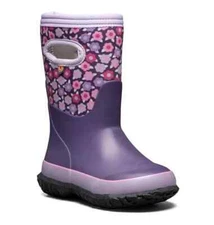 BOGS Grasp Flowers Purple 78759 Waterproof Insulated Rain Boot Shoes Kids 11