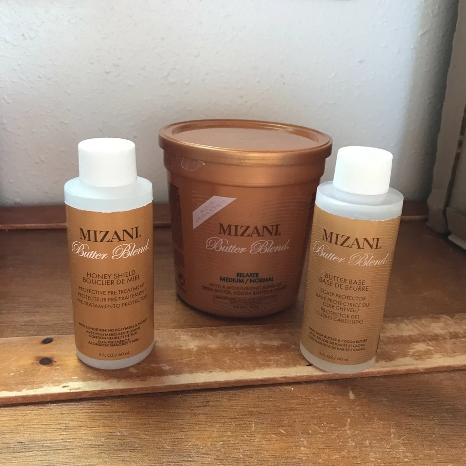 Juego de relajante Mizani mezcla de mantequilla medio/normal y protector de miel cuero cabelludo profesional sin usar Foto 2 de 4