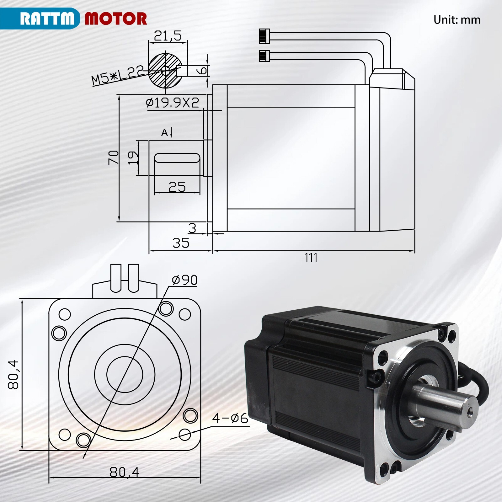 US SHIP】Servo Motor Kit 750W 220V Servo Motor without Brake+Driver Controller