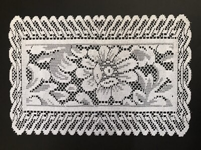 Vtg White Lace Placemats Floral Boho Romantic Decor Set Of 6  18 X 12