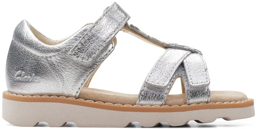 BNIB Clarks Toddler Girls CROWN FLOWER Silver Leather Sandals