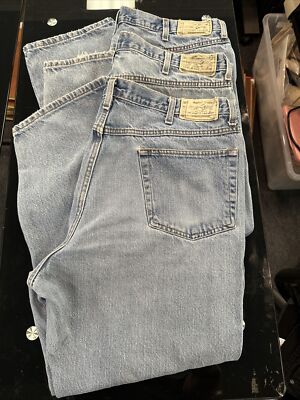 3 Pr RedHead Bass Pro RH101972 100% Cotton 44x32 Stonewash Loose Fit Blue Jeans